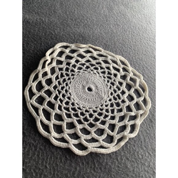 Handmade White Crochet Doily Set of Two For Home Decor & Craft Projects - Picture 7 of 12